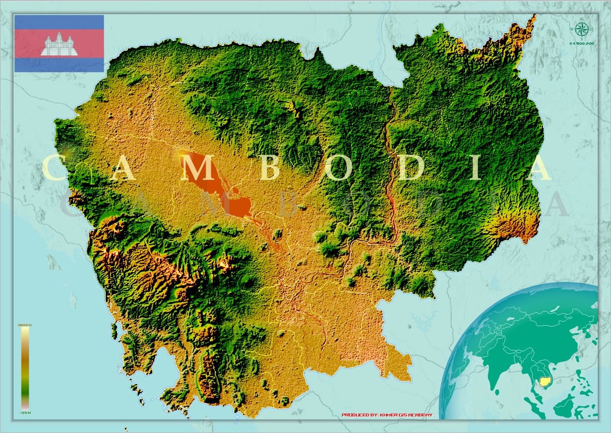 ទិន្នន័យកម្ពស់ដីនៃកម្ពុជា (DEM)